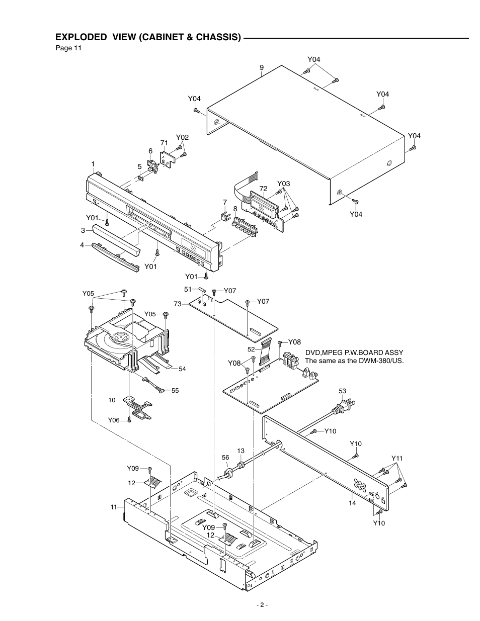 Exploded view (cabinet & chassis) | Sanyo DVD-SL30 User Manual | Page 3 / 8