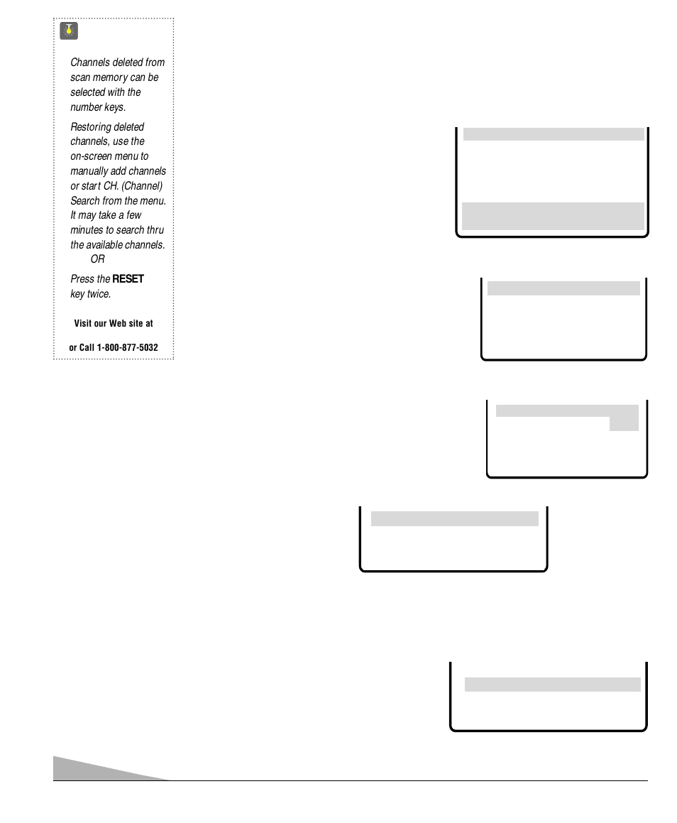 14 quicktips, Adding or deleting channels, Aspect ratio | Tv speakers, Scan velocity, Audio output, Need help | Sanyo DS32920 User Manual | Page 14 / 60