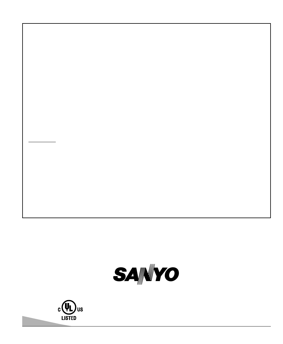 United states and canada warranty | Sanyo DS32920 User Manual | Page 20 / 60