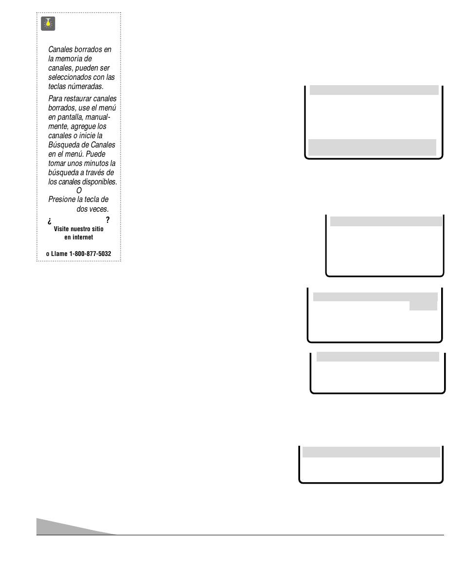 Consejos rápidos, Agregando o borrando canales, Relacion imagen | Bocinas de television, Velocidad de trazo, Salidas de audio | Sanyo DS32920 User Manual | Page 34 / 60