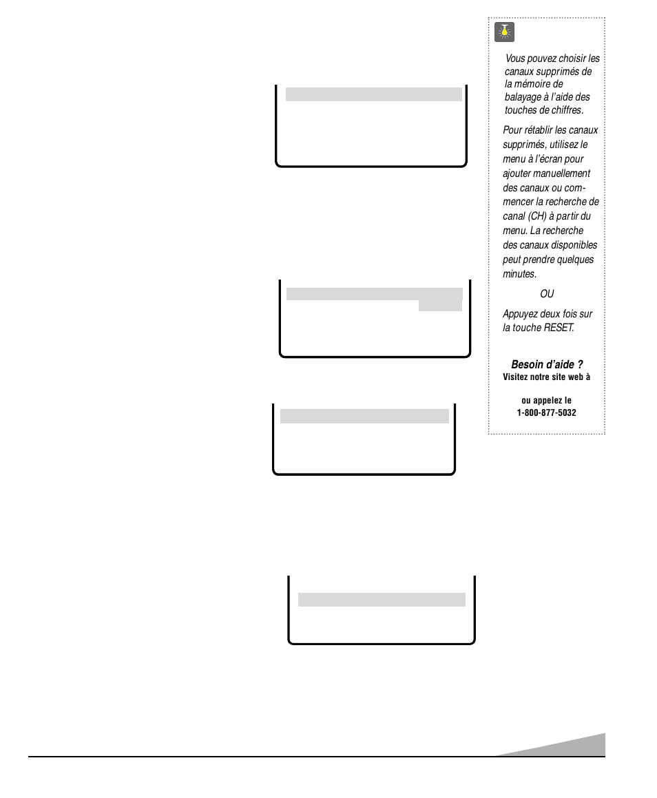 Conseils, Relation d’image, H-p incorpores | Vitesse de balayage, Sortie audio, Besoin d’aide | Sanyo DS32920 User Manual | Page 55 / 60