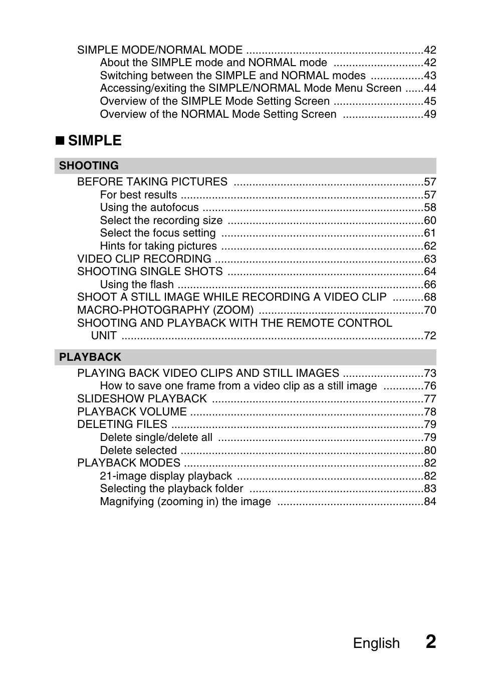 English, Simple | Sanyo HDMI VPC-FH1GX User Manual | Page 23 / 211