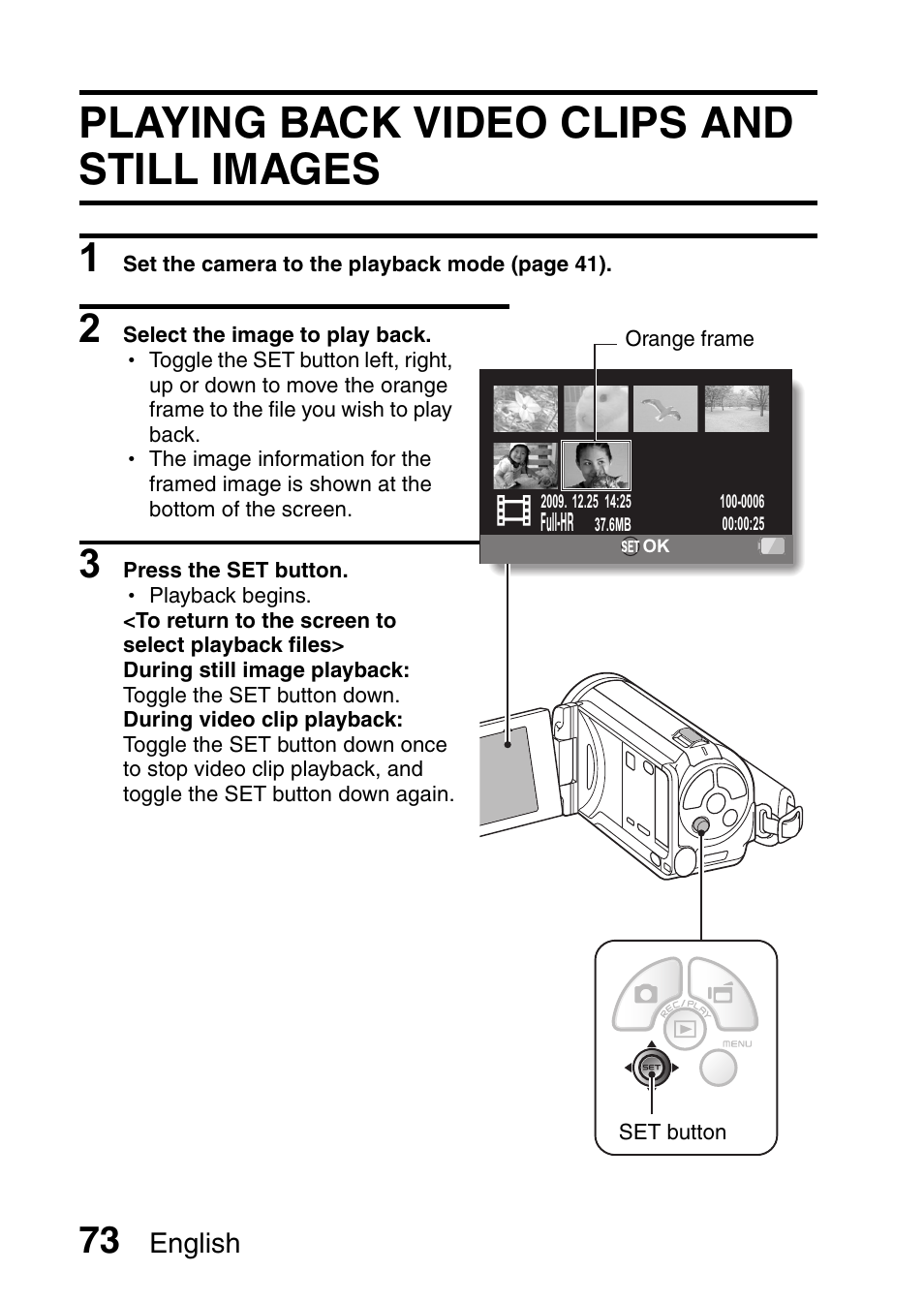 Playing back video clips and still images | Sanyo HDMI VPC-FH1GX User Manual | Page 94 / 211