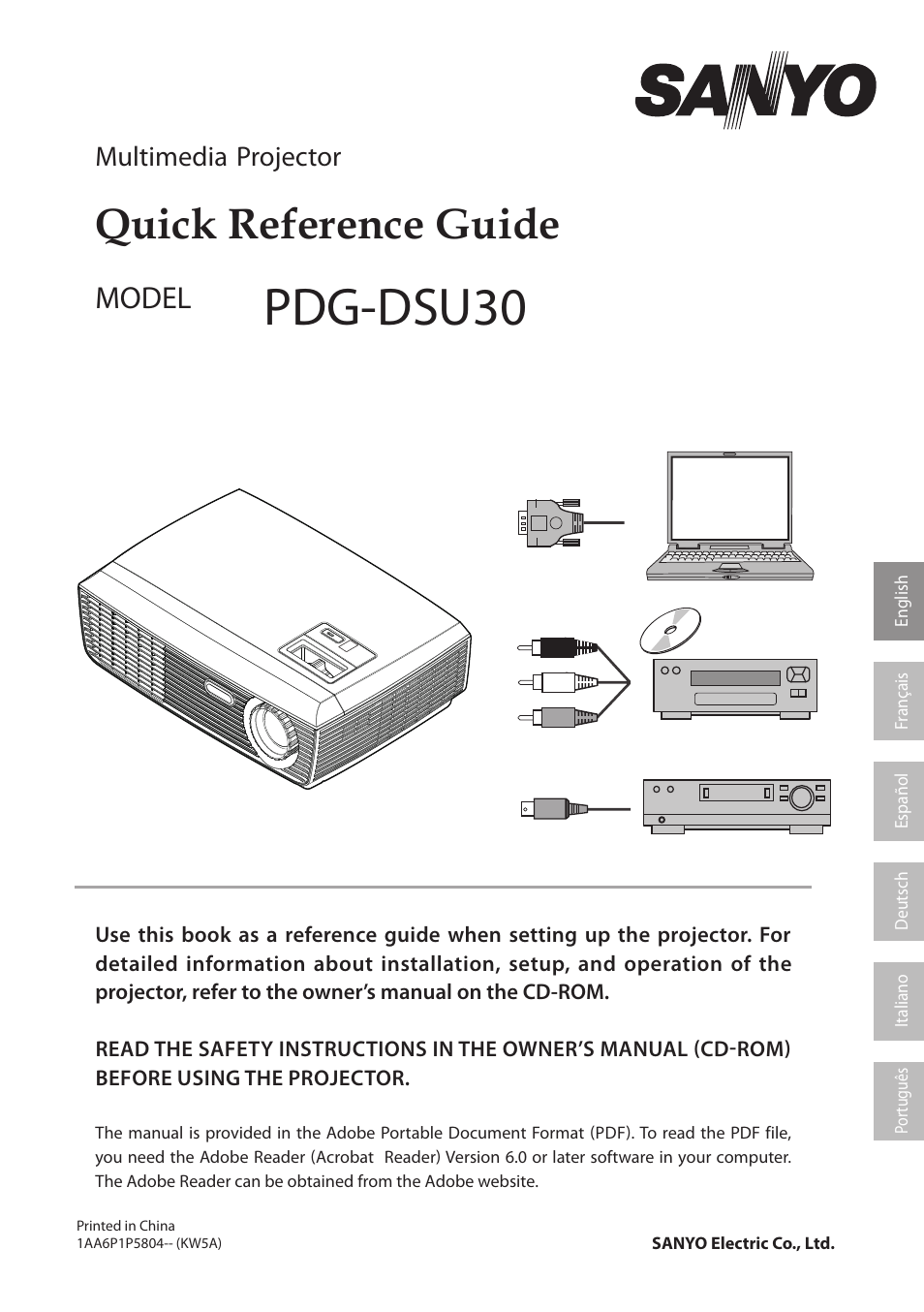 Sanyo PDG-DSU30 User Manual | 20 pages