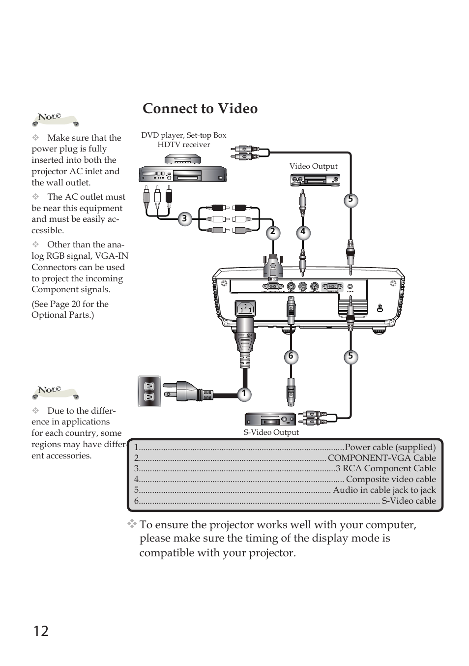 Connect to video | Sanyo PDG-DSU30 User Manual | Page 12 / 20
