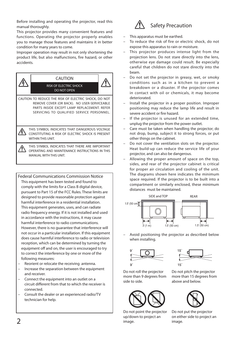 Safety precaution | Sanyo PDG-DSU30 User Manual | Page 2 / 20