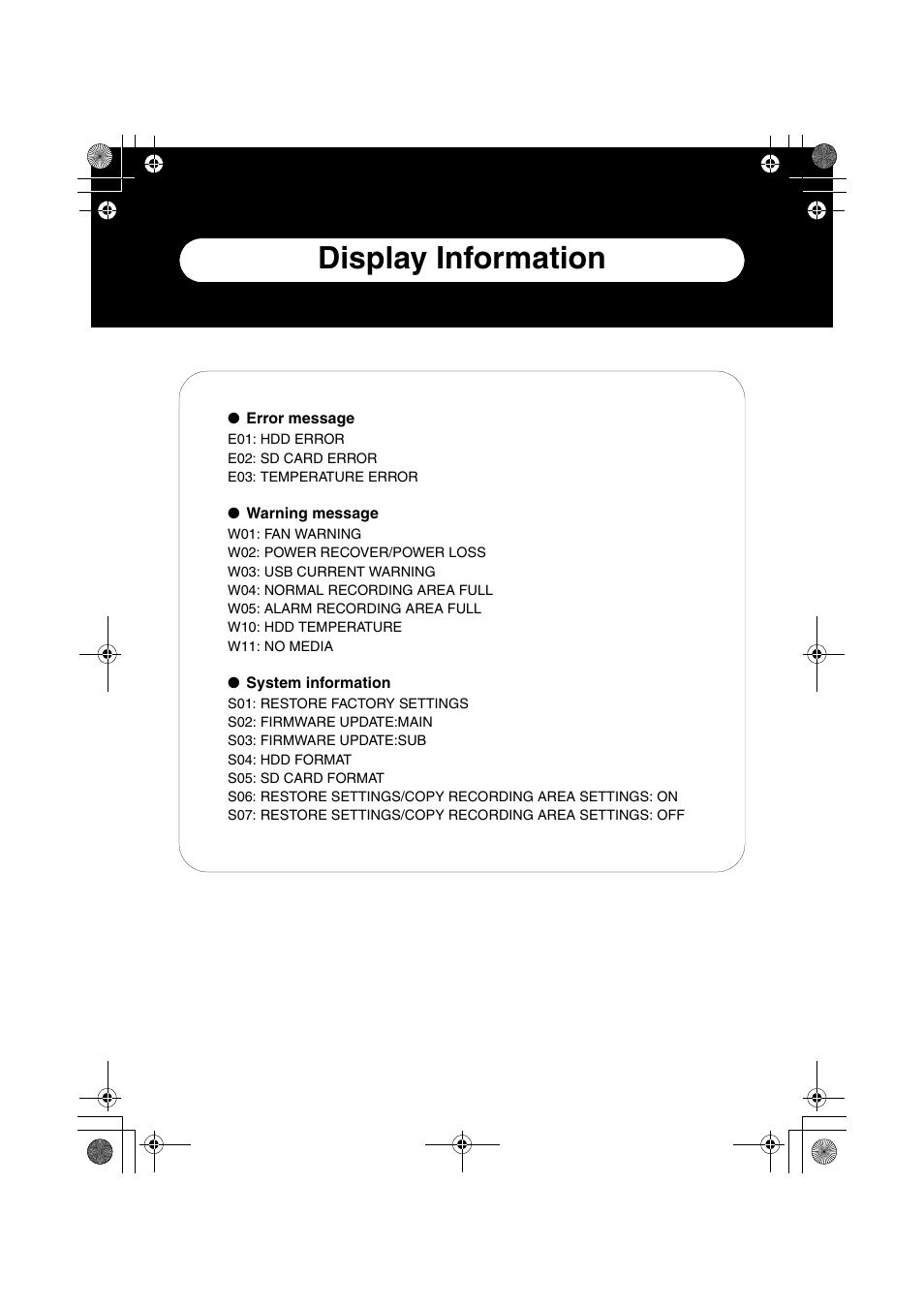 Display information | Sanyo VCC-HD4000 User Manual | Page 42 / 43