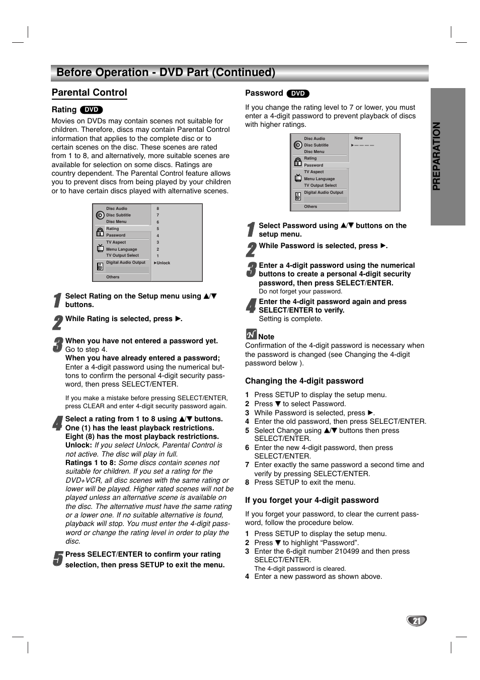 Before operation - dvd part (continued) | Sanyo DVC-2500 User Manual | Page 21 / 38