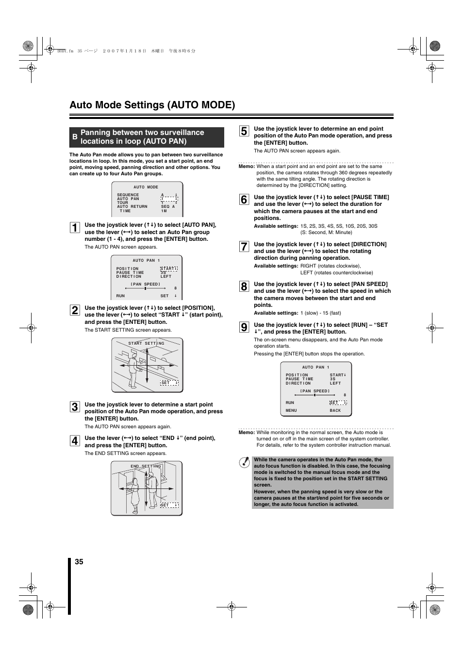 Auto mode settings (auto mode) | Sanyo VCC-MC600P User Manual | Page 36 / 56