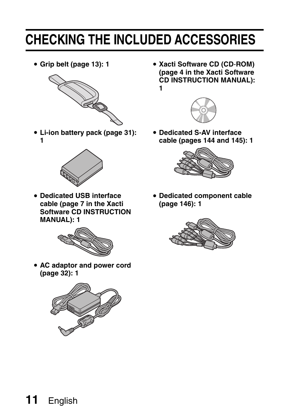 Checking the included accessories, English | Sanyo XACTI HD VPC-FH1GX User Manual | Page 32 / 211