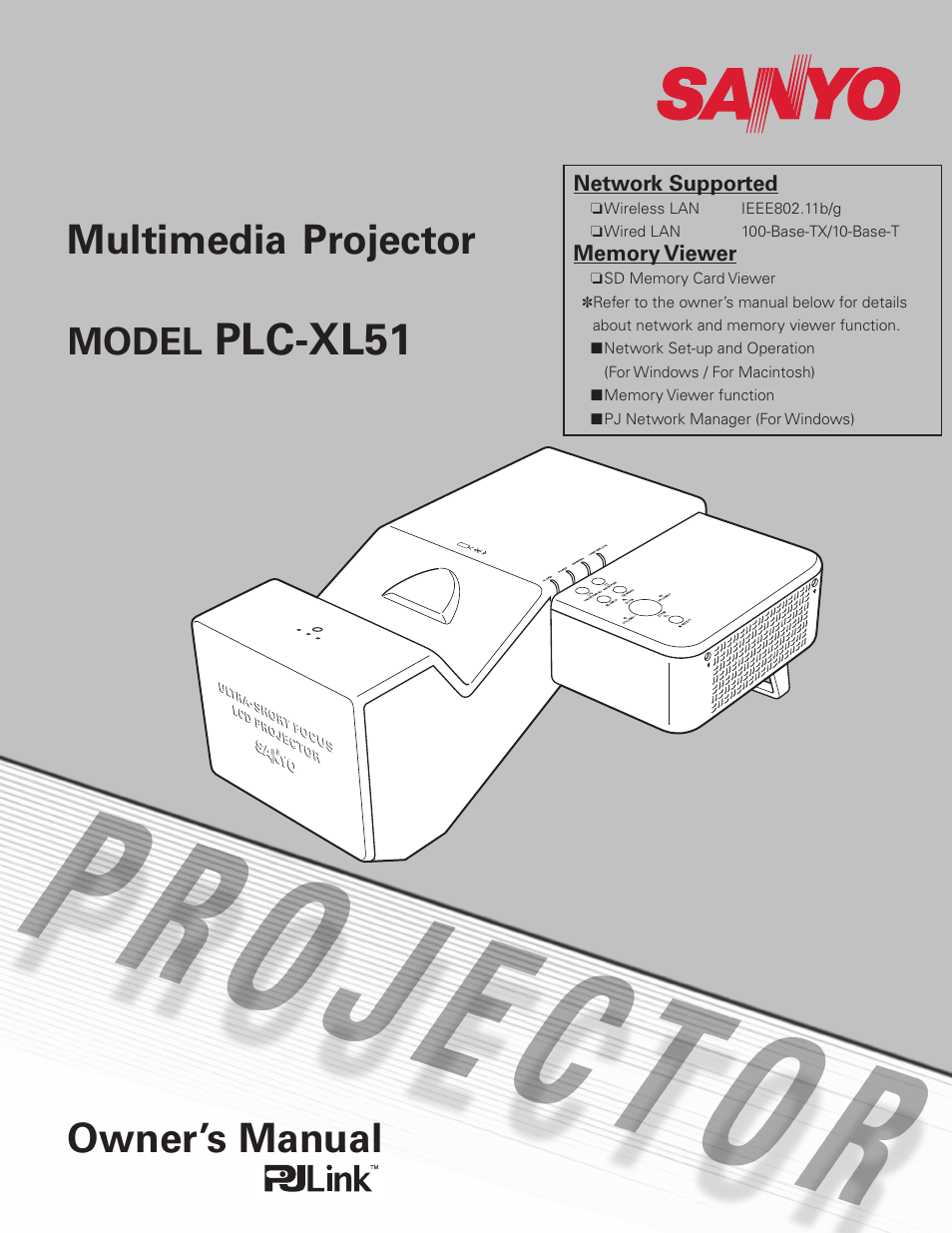 Sanyo PJLINK PLC-XL51 User Manual | 77 pages