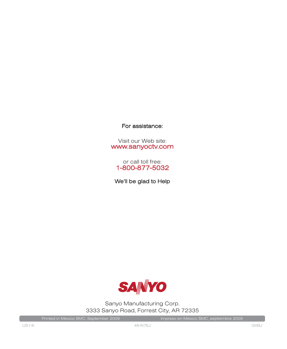 Sanyo DP46819 User Manual | Page 19 / 19