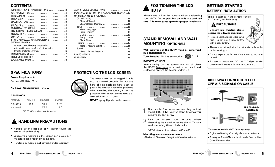 Sanyo DP46819 User Manual | Page 3 / 19