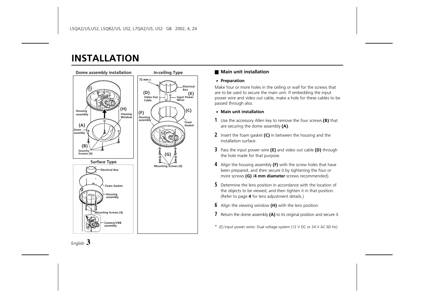 Installation | Sanyo VDC-M1024V User Manual | Page 4 / 8