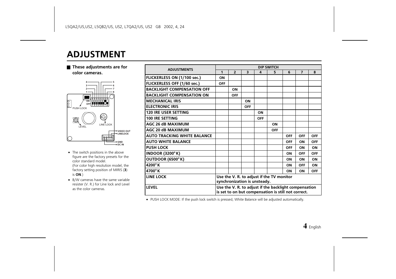 Adjustment | Sanyo VDC-M1024V User Manual | Page 5 / 8