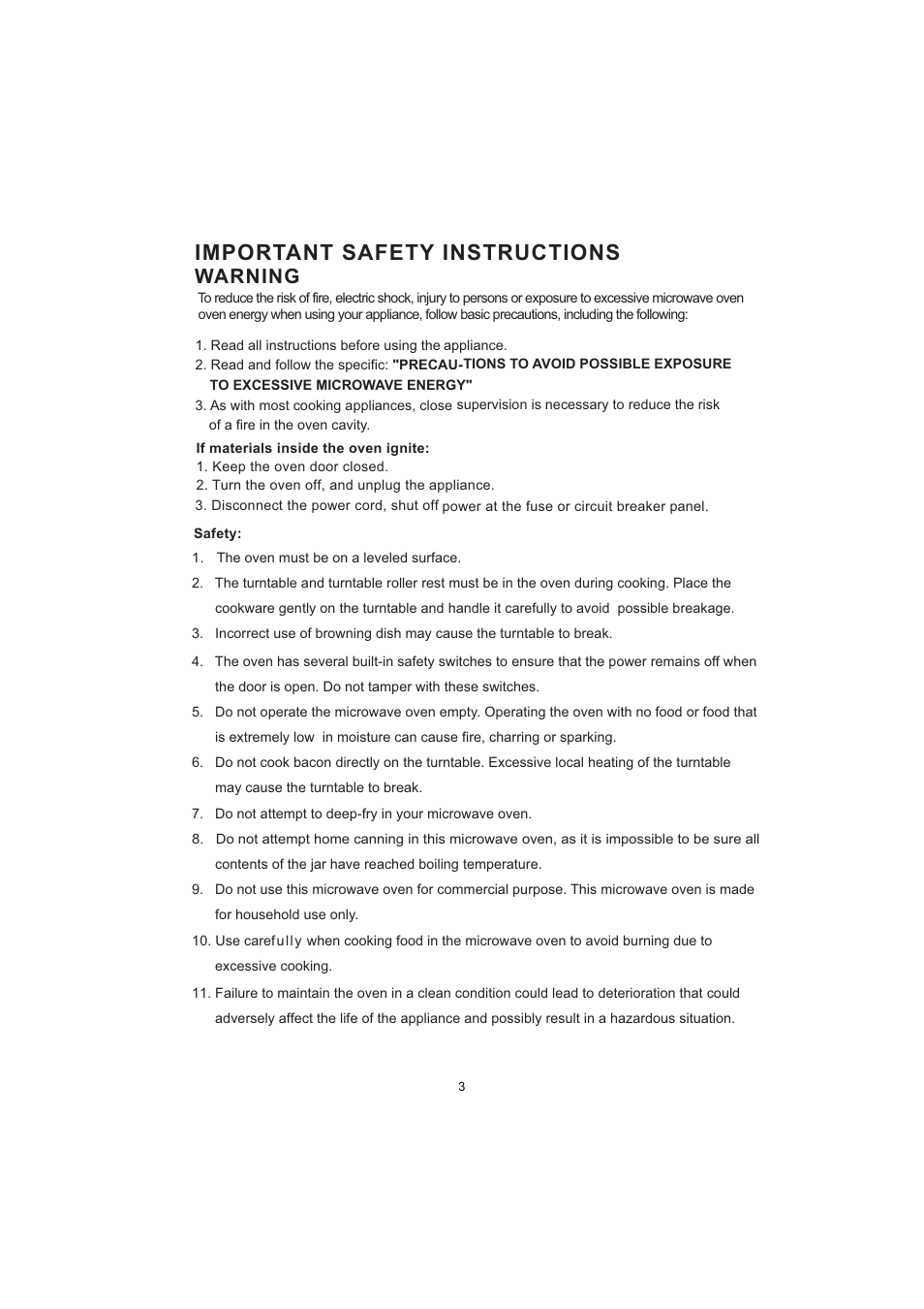 Important safety instructions, Warning | Sanyo EM-S7579W User Manual | Page 4 / 19