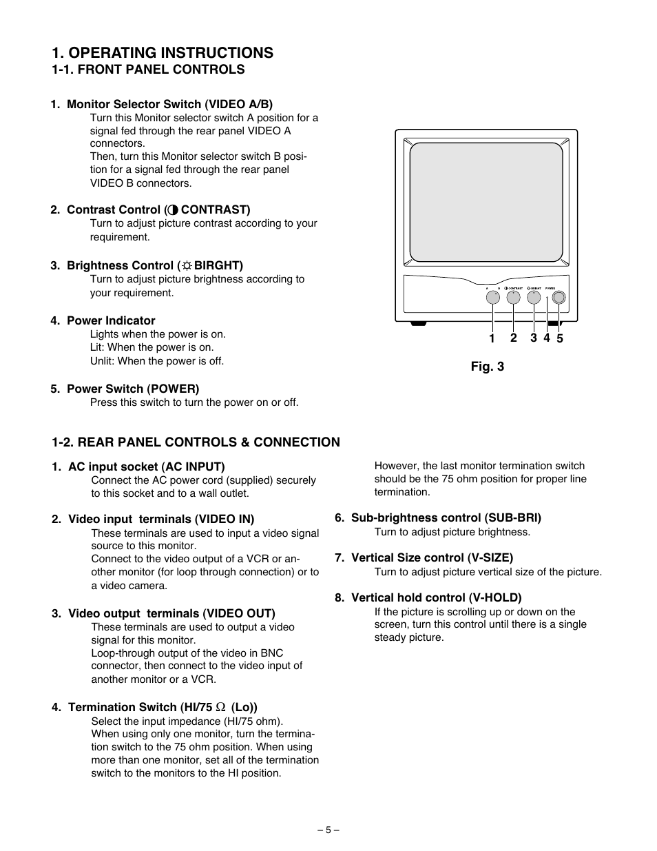 Operating instructions | Sanyo VM-6614 User Manual | Page 11 / 32