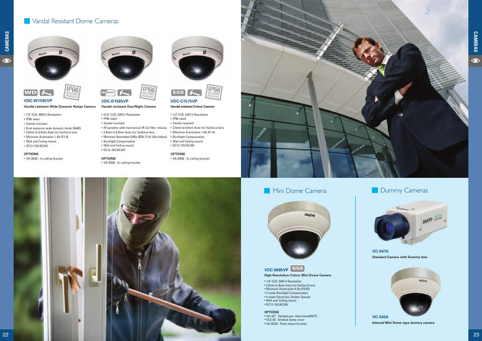 Vandal resistant dome cameras, Dummy cameras, Mini dome camera | Sanyo VCC-HDN4000P User Manual | Page 12 / 18
