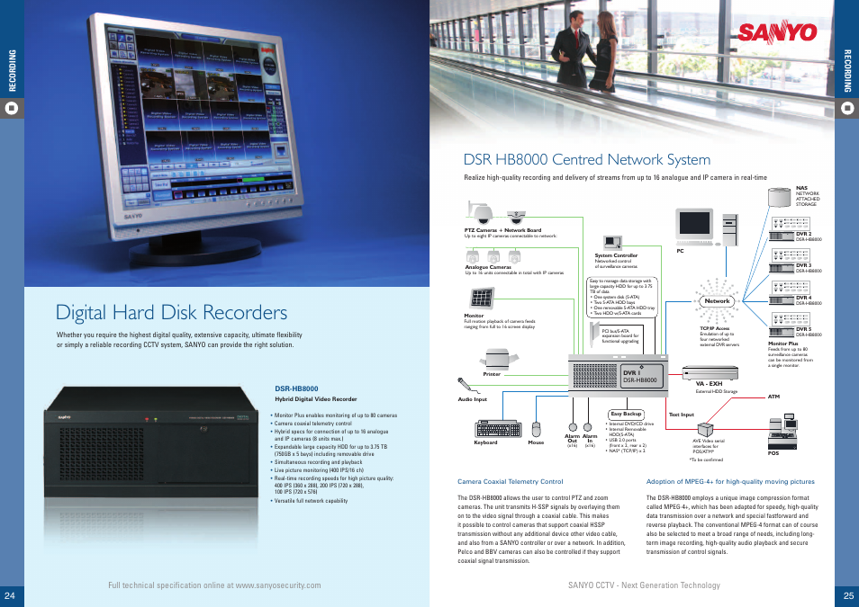 Digital hard disk recorders, Dsr hb8000 centred network system | Sanyo VCC-HDN4000P User Manual | Page 13 / 18