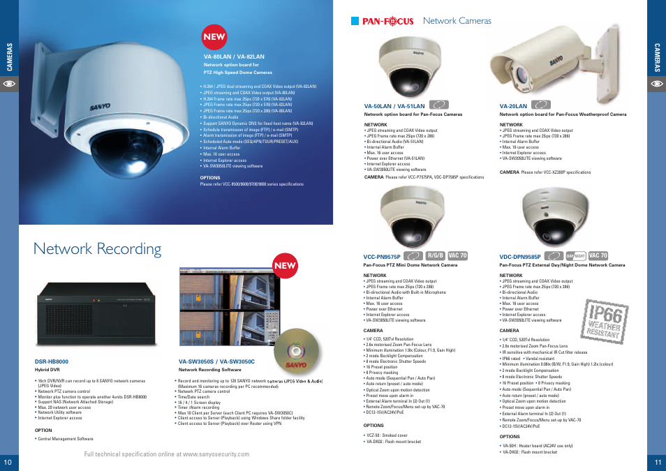 Network recording, Network cameras | Sanyo VCC-HDN4000P User Manual | Page 6 / 18