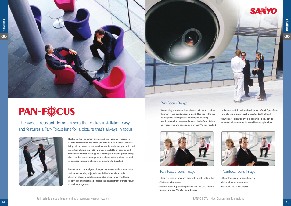 Pan-focus lens image, Varifocal lens image, Pan-focus range | Sanyo VCC-HDN4000P User Manual | Page 8 / 18
