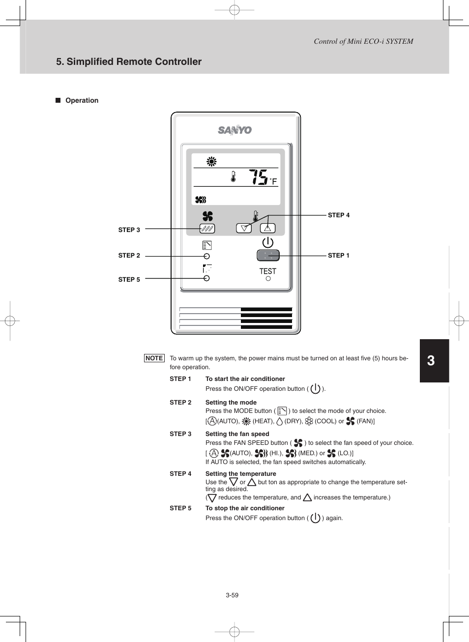 Simplifi ed remote controller | Sanyo CHX03652 User Manual | Page 103 / 246