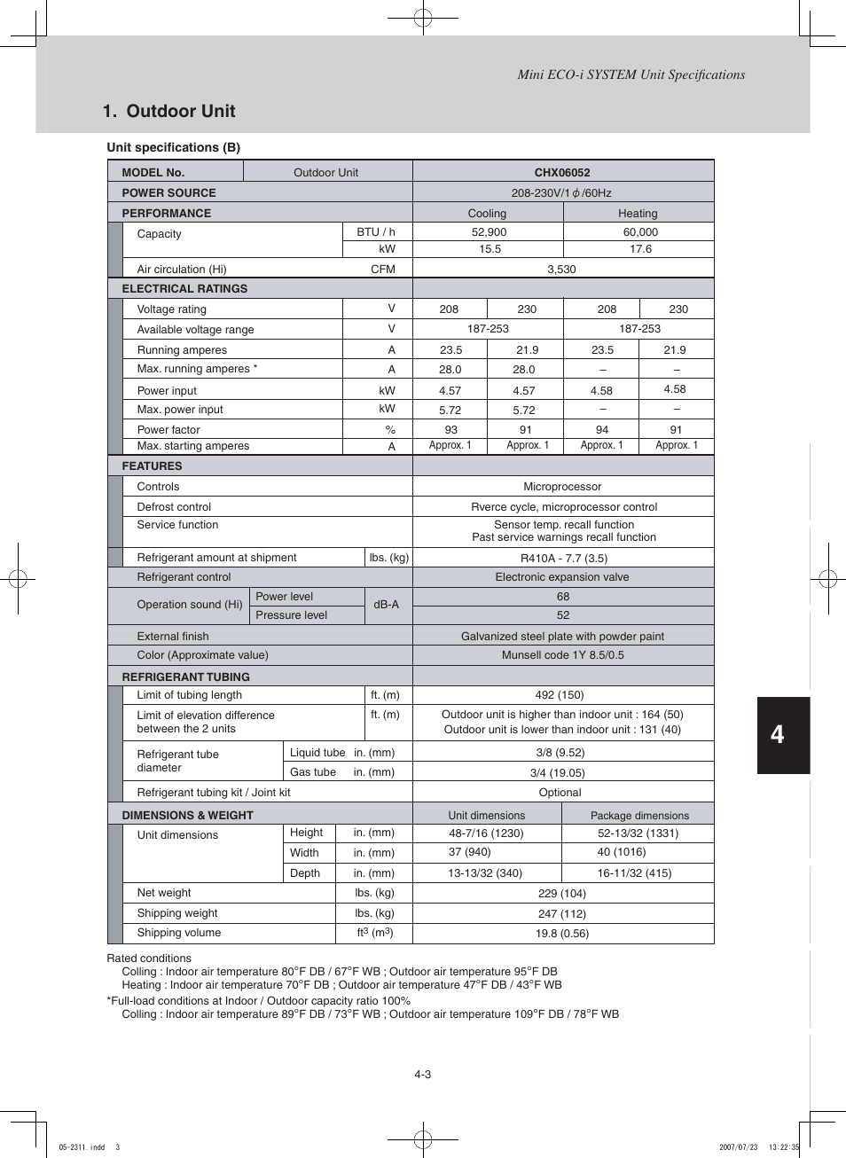 Outdoor unit | Sanyo CHX03652 User Manual | Page 113 / 246