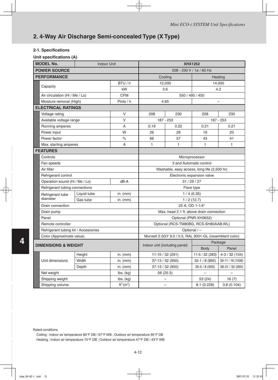 Td831137-02_7g, Way air discharge semi-concealed type (x type), 4-way air discharge semi-concealed type (x type) | Sanyo CHX03652 User Manual | Page 122 / 246