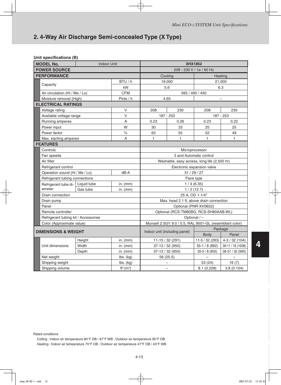 4-way air discharge semi-concealed type (x type) | Sanyo CHX03652 User Manual | Page 123 / 246