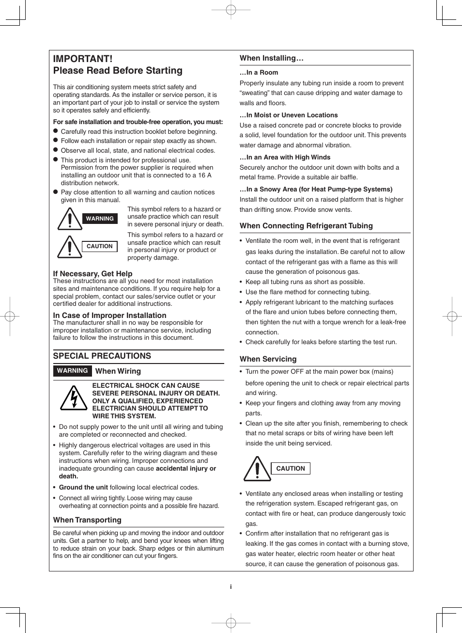 Important, Important! please read before starting, Special precautions | Sanyo CHX03652 User Manual | Page 2 / 246