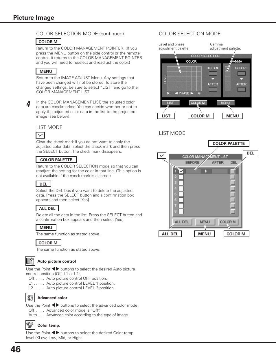 Picture image | Sanyo PLC-XF1000 User Manual | Page 46 / 84