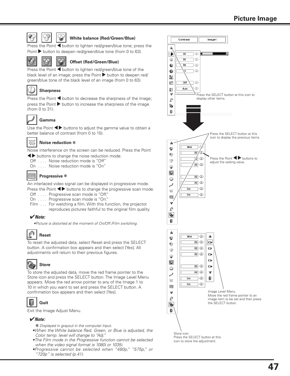 Picture image | Sanyo PLC-XF1000 User Manual | Page 47 / 84