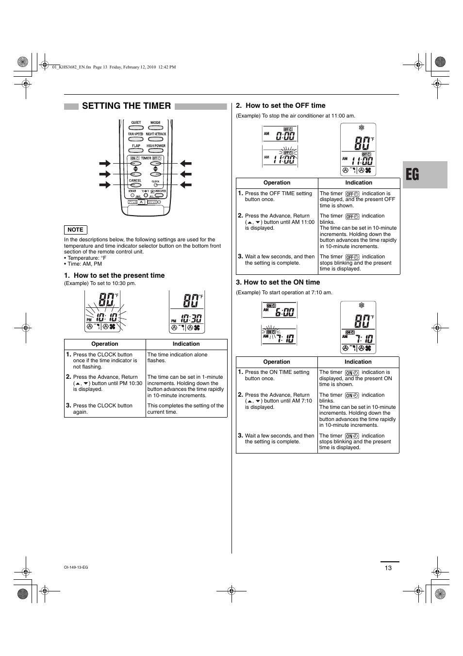 Setting the timer, How to set the present time, How to set the off time | How to set the on time | Sanyo CH3682 User Manual | Page 73 / 109