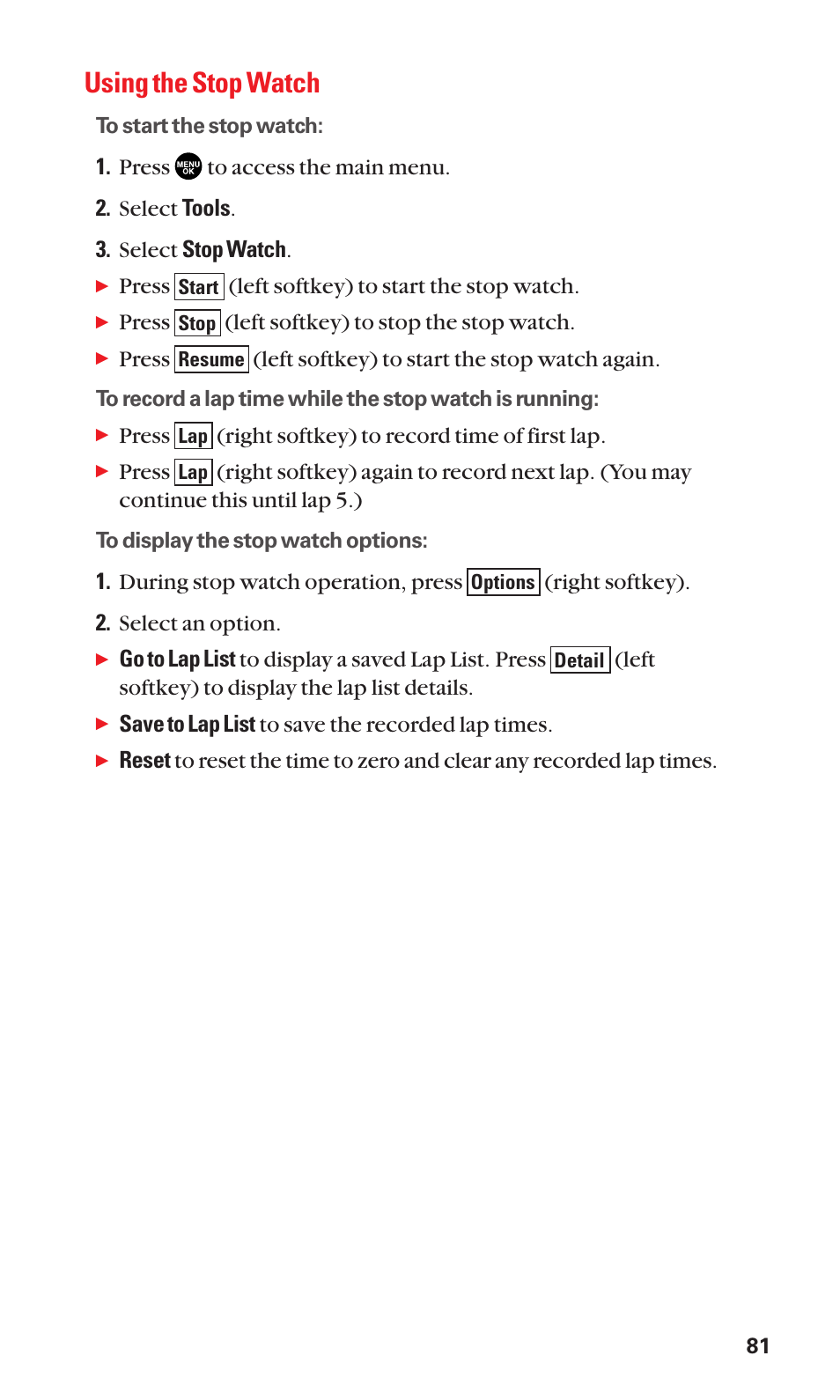 Using the stop watch | Sanyo SCP-2400 User Manual | Page 89 / 140