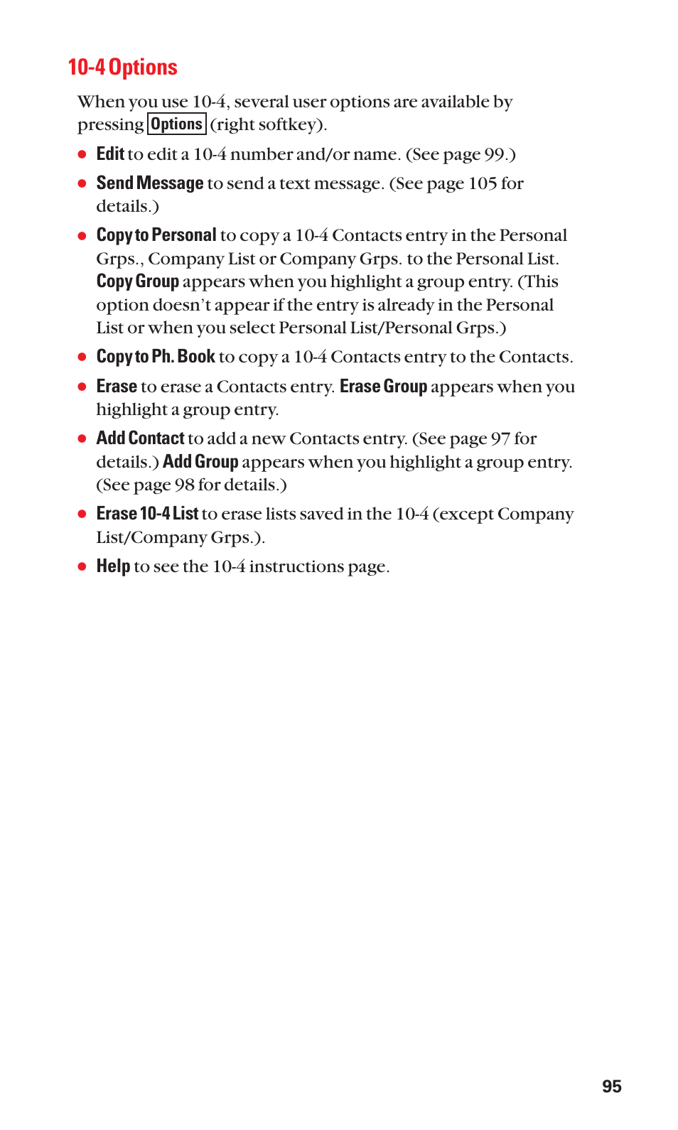 4 options, Help to see the 10-4 instructions page | Sanyo SCP-7050 User Manual | Page 103 / 139