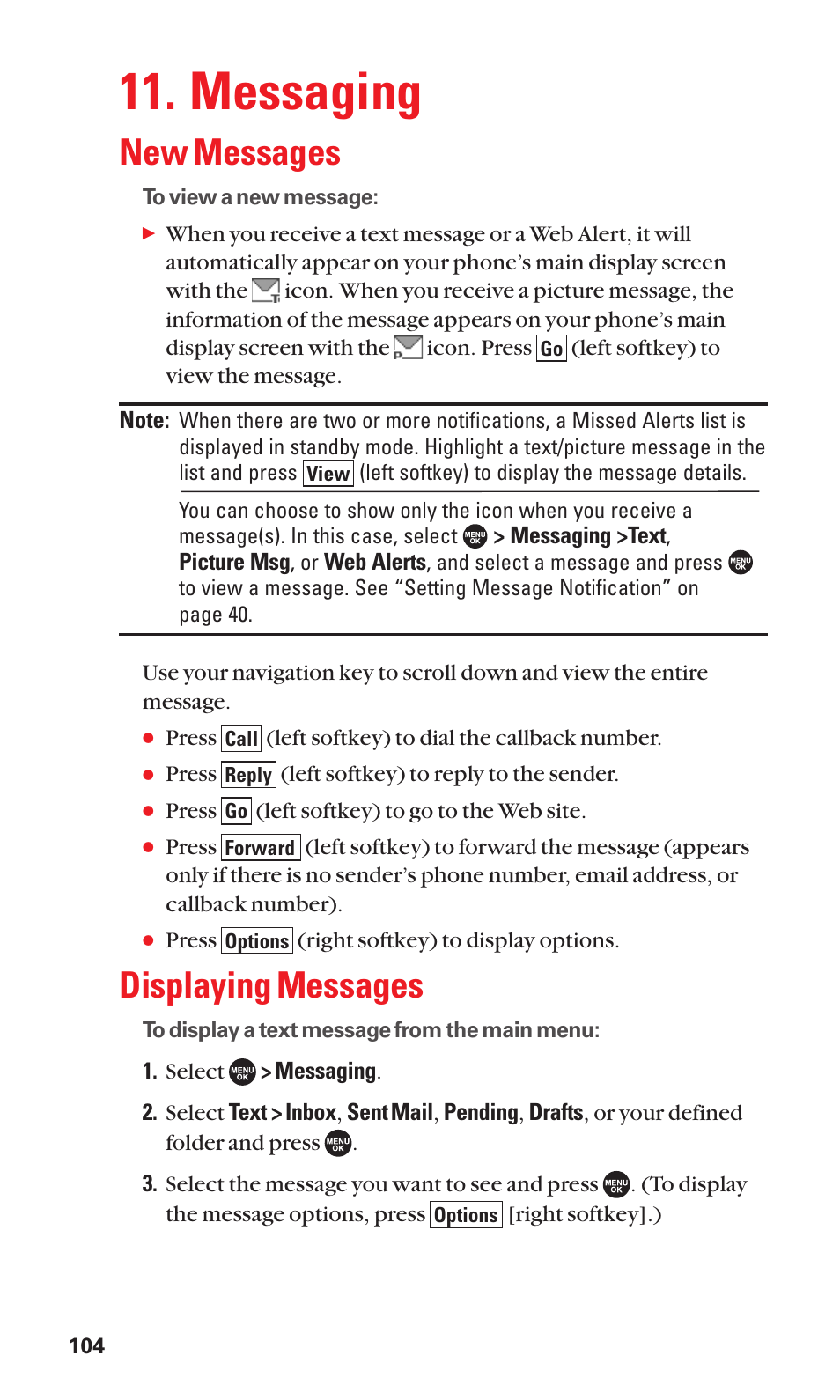 Messaging, New messages, Displaying messages | Sanyo SCP-7050 User Manual | Page 112 / 139