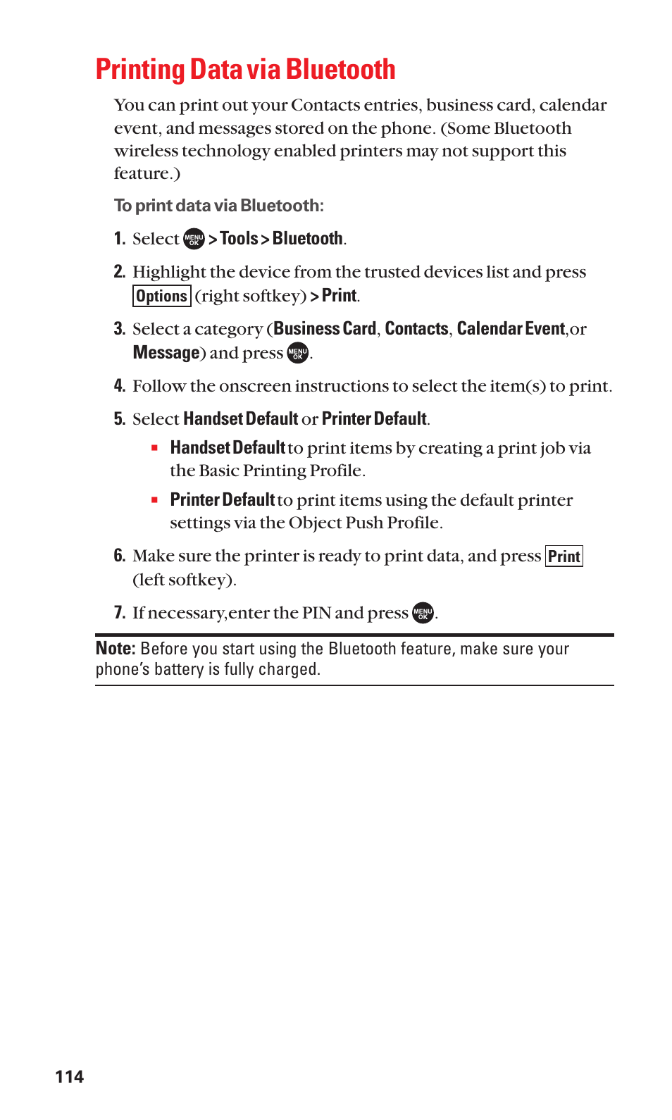 Printing data via bluetooth | Sanyo SCP-7050 User Manual | Page 122 / 139