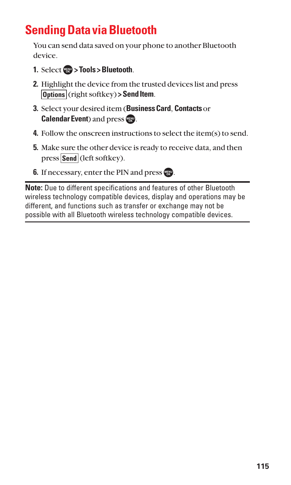 Sending data via bluetooth | Sanyo SCP-7050 User Manual | Page 123 / 139