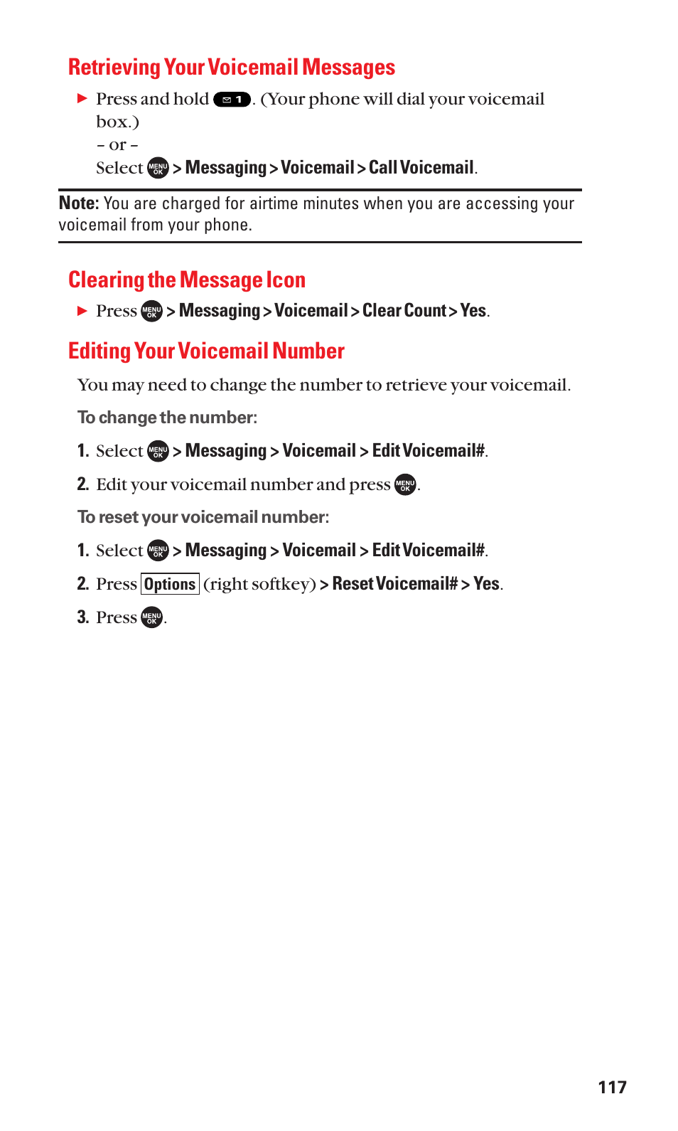 Retrieving your voicemail messages, Clearing the message icon, Editing your voicemail number | Sanyo SCP-7050 User Manual | Page 125 / 139