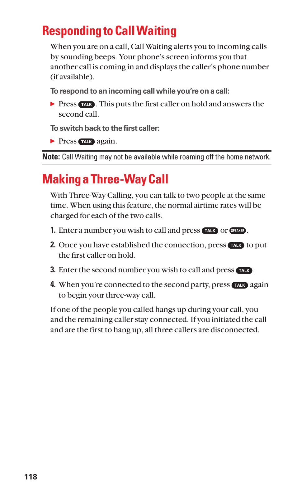 Responding to call waiting, Making a three-way call | Sanyo SCP-7050 User Manual | Page 126 / 139