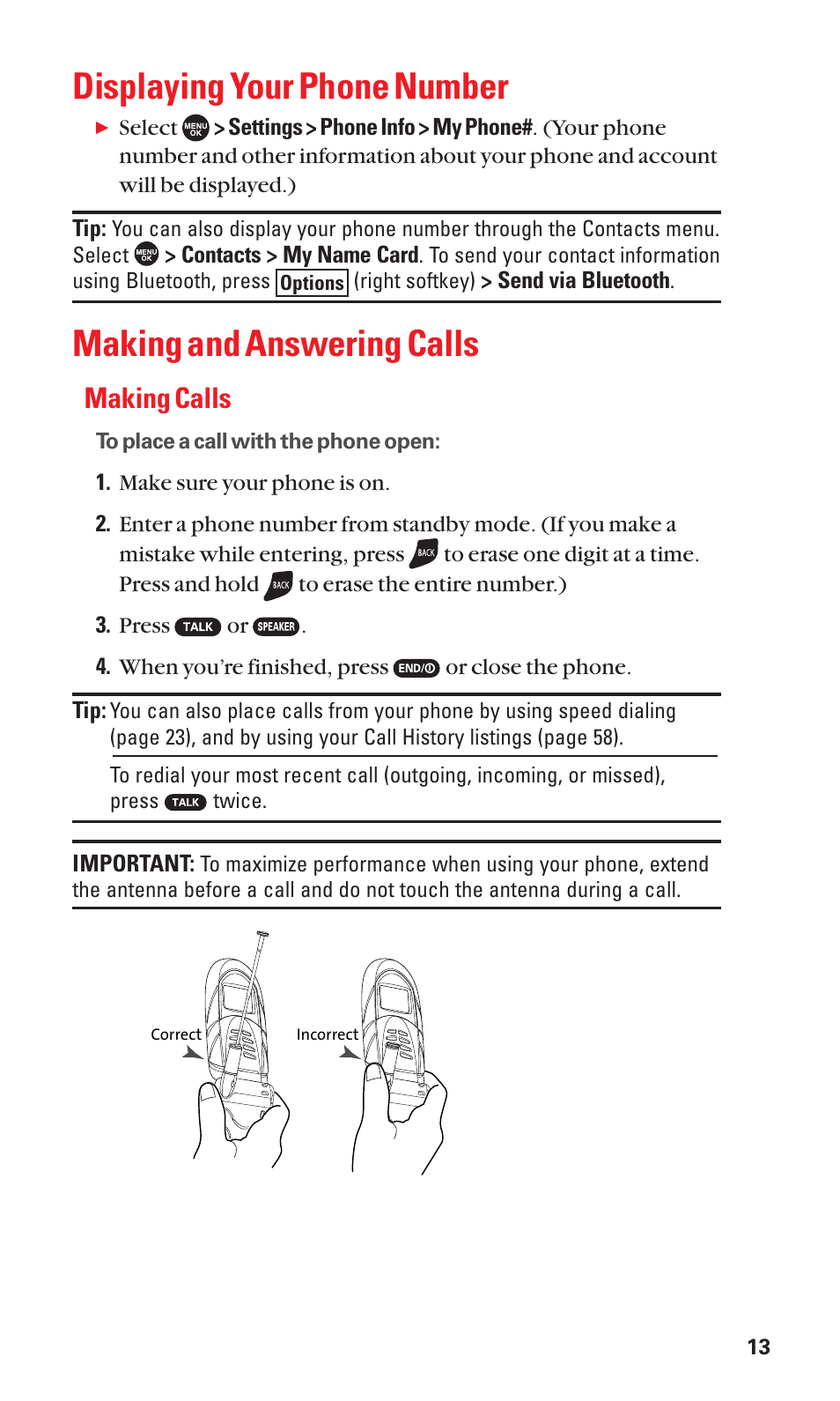 Displaying your phone number, Making and answering calls, Making calls | Sanyo SCP-7050 User Manual | Page 21 / 139