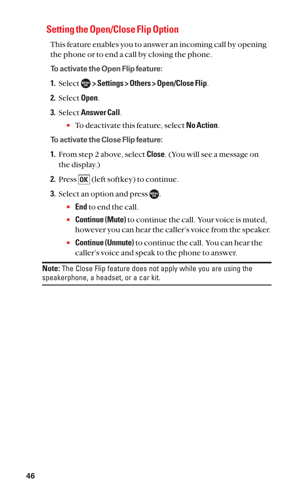 Setting the open/close flip option | Sanyo SCP-7050 User Manual | Page 54 / 139
