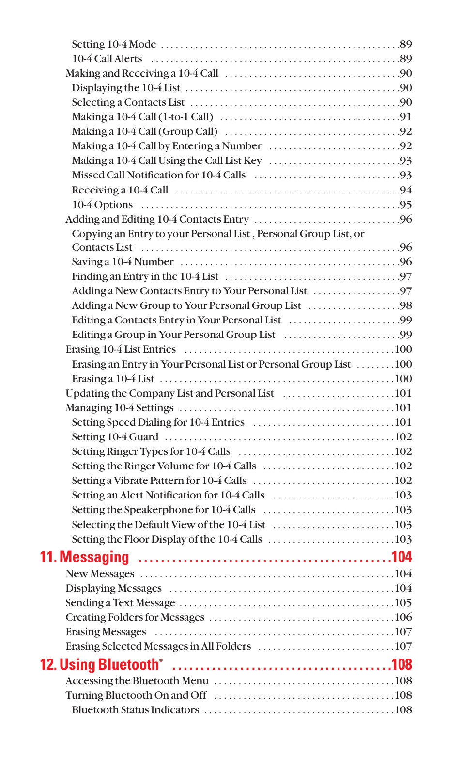 Messaging, Using bluetooth | Sanyo SCP-7050 User Manual | Page 7 / 139
