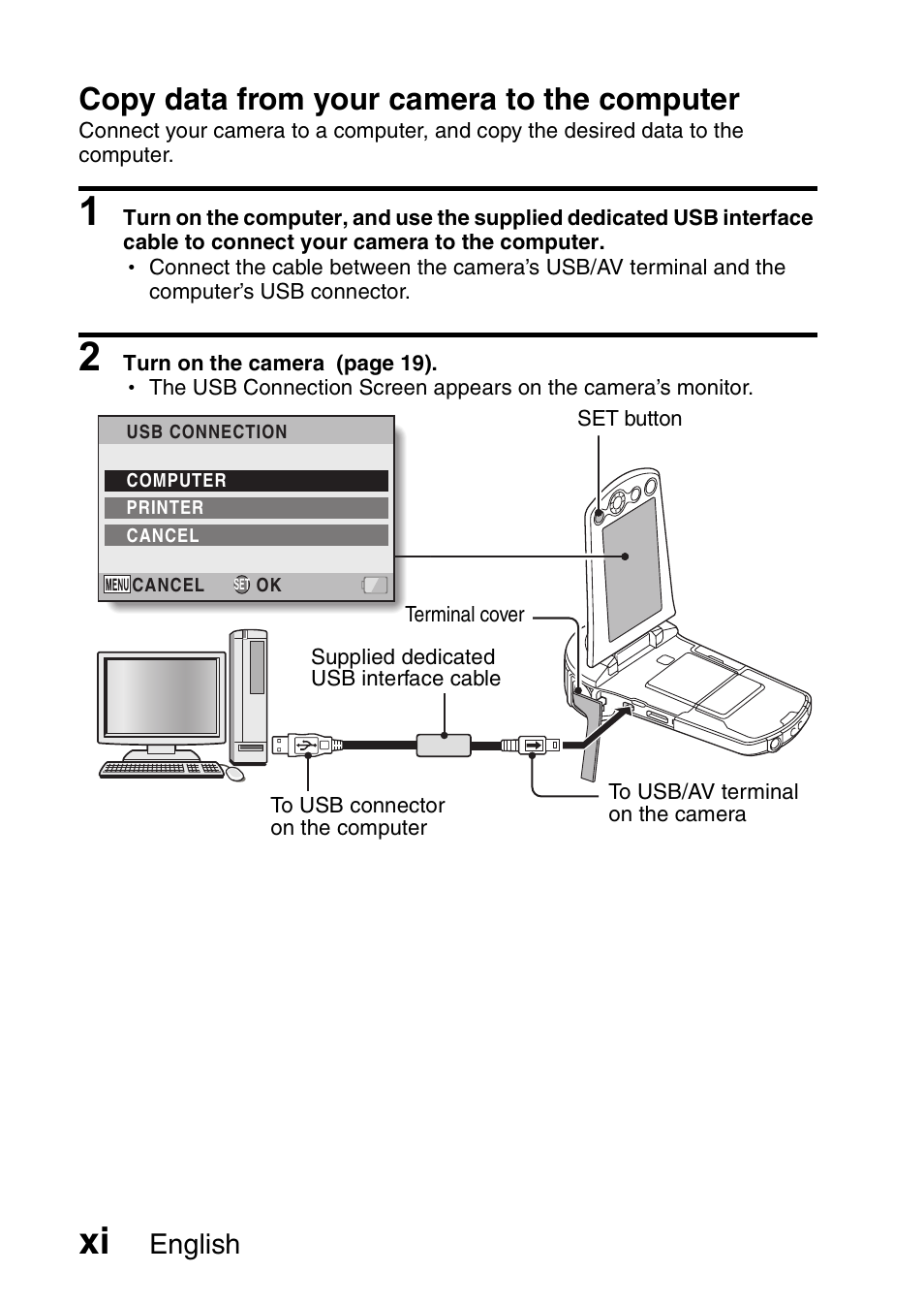 Copy data from your camera to the computer, English | Sanyo VPC-CS1EX User Manual | Page 12 / 92