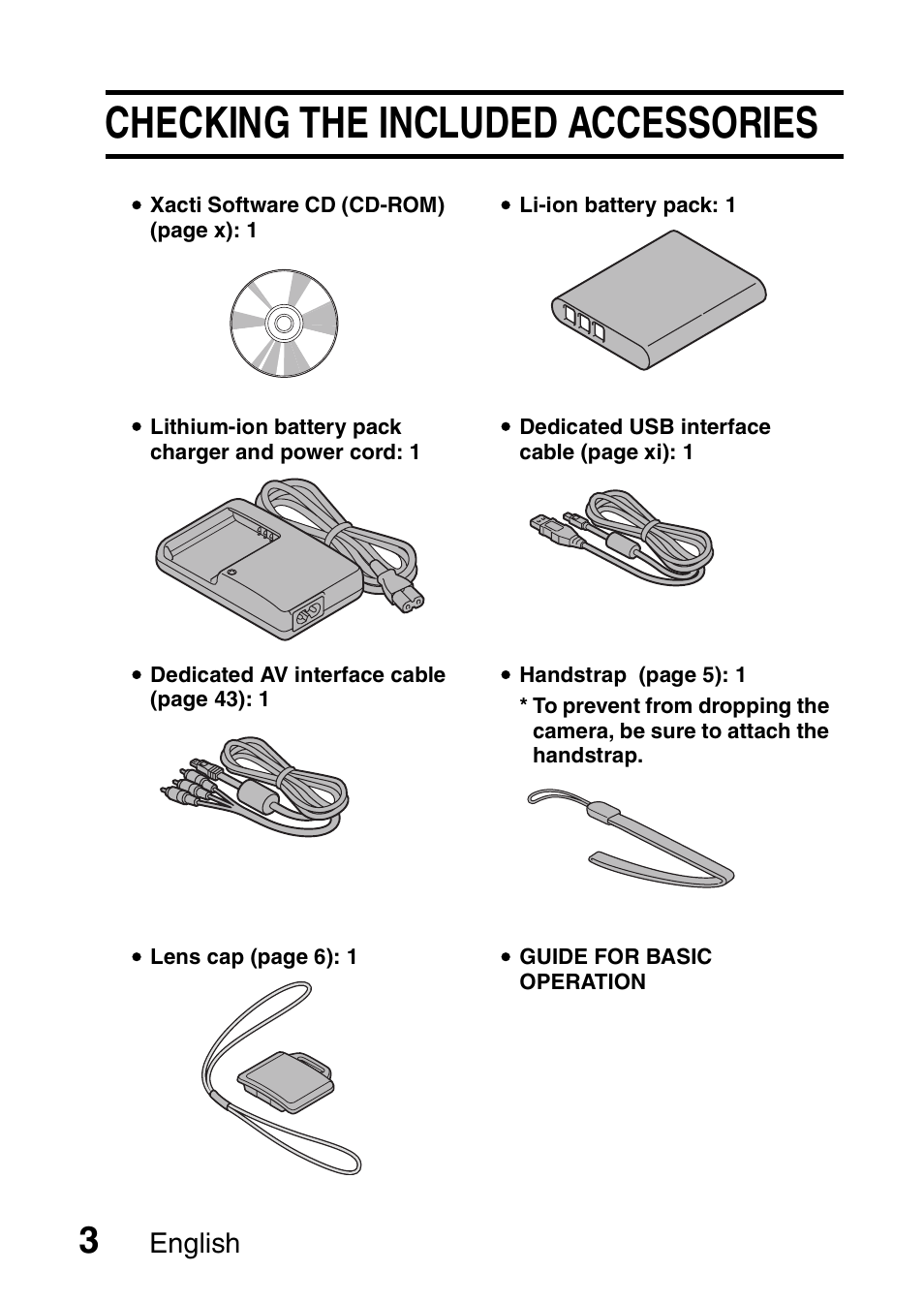 Checking the included accessories, English | Sanyo VPC-CS1EX User Manual | Page 26 / 92