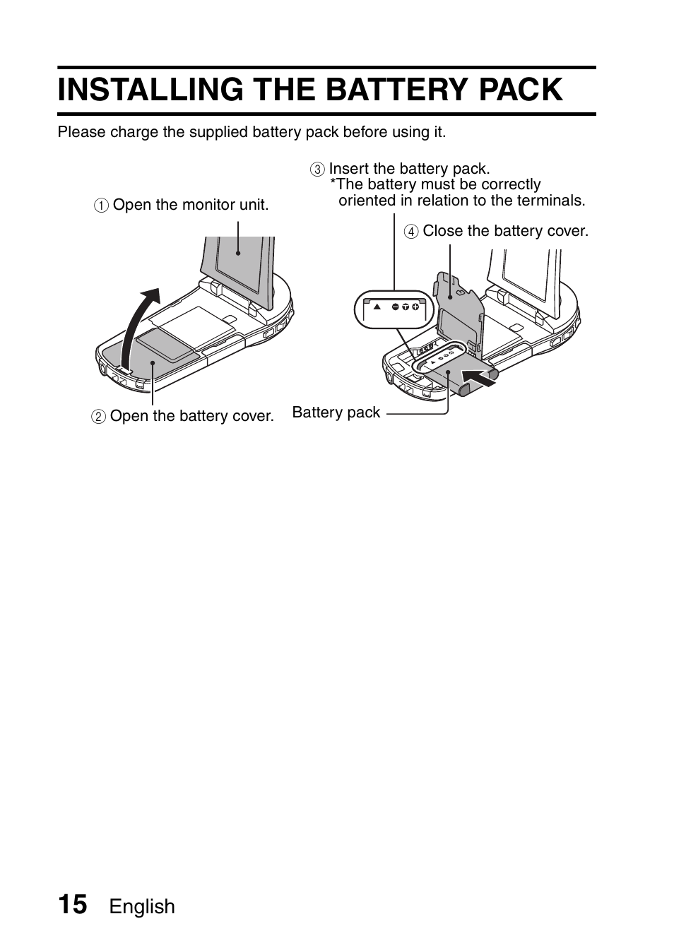 Installing the battery pack | Sanyo VPC-CS1EX User Manual | Page 38 / 92