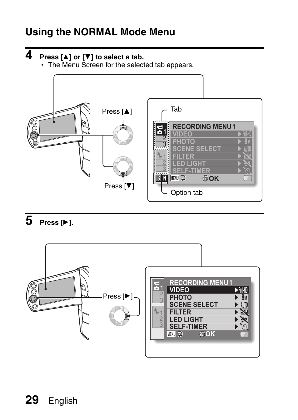 Using the normal mode menu, English | Sanyo VPC-CS1EX User Manual | Page 52 / 92