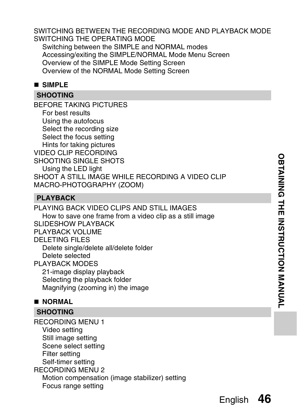 English | Sanyo VPC-CS1EX User Manual | Page 69 / 92