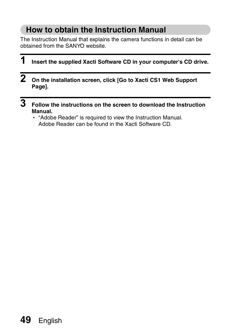 How to obtain the instruction manual | Sanyo VPC-CS1EX User Manual | Page 72 / 92