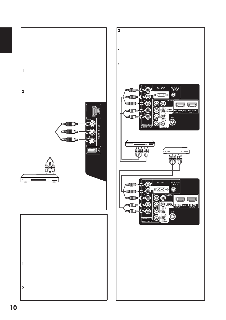 Getting started-connections 3, English | Sanyo DP55441 User Manual | Page 11 / 32